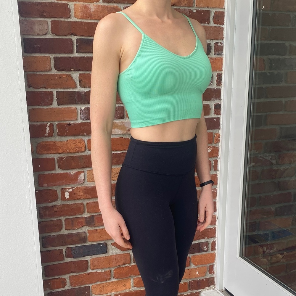 Mint Green Ribbed Crop Top